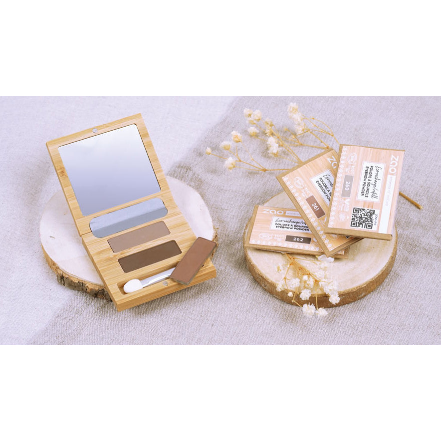 Zao Refill Augenbrauenpuder 260 Blond - Rechteckiges Nachfüllset, Bio & Vegan - Für Bambusbox